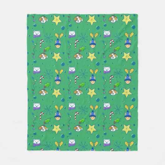 Feestelijke Patroon Dieren Fleece Deken (Voorkant)