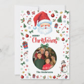 Feestelijke Patroon Een Foto Santa Merry Christmas Feestdagenkaart (Voorkant)