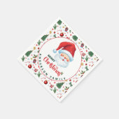 Feestelijke Patroon Kerstman met Naam Vrolijk Kers Servet (Hoek)