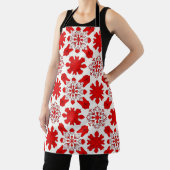Feestelijke patroon van rode en witte sneeuwvlokke schort (Insitu)