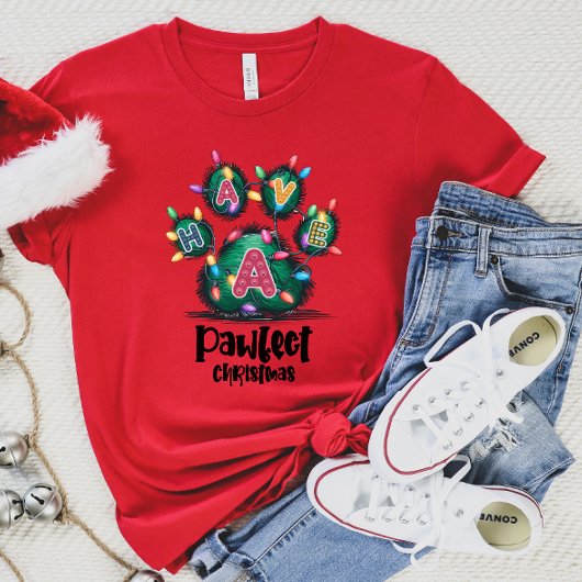 Feestelijke Paw Print Vakantie T-shirt