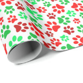 Feestelijke Paw Prints Huisdier Liefhebbers Rood G Cadeaupapier (Rol Hoek)