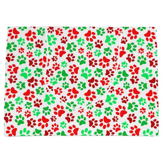 Feestelijke Paw Prints Huisdier Liefhebbers Rood G Groot Cadeauzakje (Voorkant)