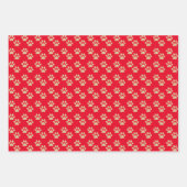 Feestelijke Paw Prints Pet Lovers Rood & Groen Vak Inpakpapier Vel (Voorkant)