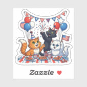 Feestelijke Paw-ty – Patriottische Kattenfeest Sticker (Vel)