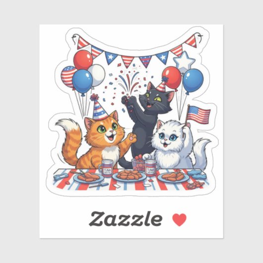 Feestelijke Paw-ty – Patriottische Kattenfeest Sticker (Vel)