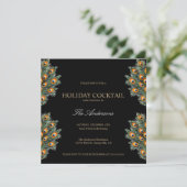 Feestelijke Peacock Vakantie Cocktail Kerstfeest Kaart (Staand voorkant)