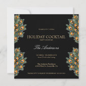 Feestelijke Peacock Vakantie Cocktail Kerstfeest Kaart (Voorkant)