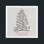 Feestelijke Pearl Grey Merry Christmas Winter Tree Servet<br><div class="desc">Deze feestelijke en eenvoudige Pearl Grey "Merry Christmas" vakantie servetten zijn voorzien van een gedetailleerde weergave van een feestelijke winterboom,  met de hand getekend in zwarte inkt. Personaliseer met uw eigen vakantie begroeting en familienaam door simpelweg te klikken op "Personaliseer deze sjabloon" op de productpagina.</div>