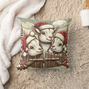 Feestelijke Peeking Goats Kussen