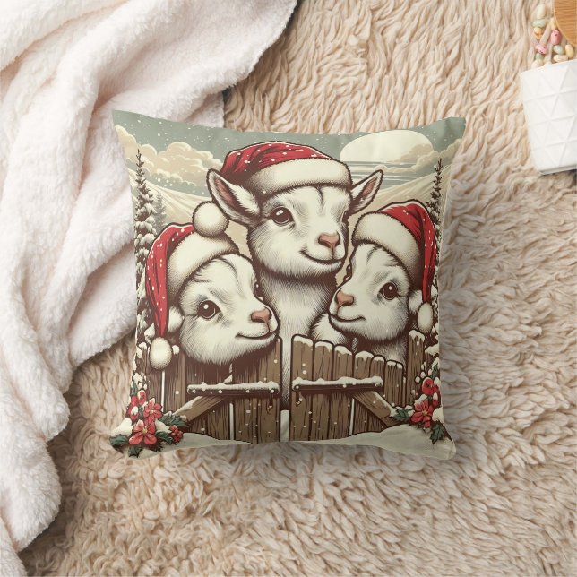  Feestelijke Peeking Goats Kussen (Deken)