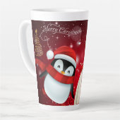 Feestelijke PENGUIN & BEER KERSTMIS Latte Mok (Linkerhoek)