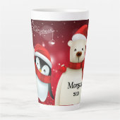 Feestelijke PENGUIN & BEER KERSTMIS Latte Mok (Voorkant)