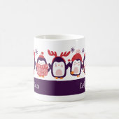 Feestelijke Penguin Custom Name Holiday Gift Kerst Koffiemok (Center)