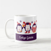 Feestelijke Penguin Custom Name Holiday Gift Kerst Koffiemok (Links)