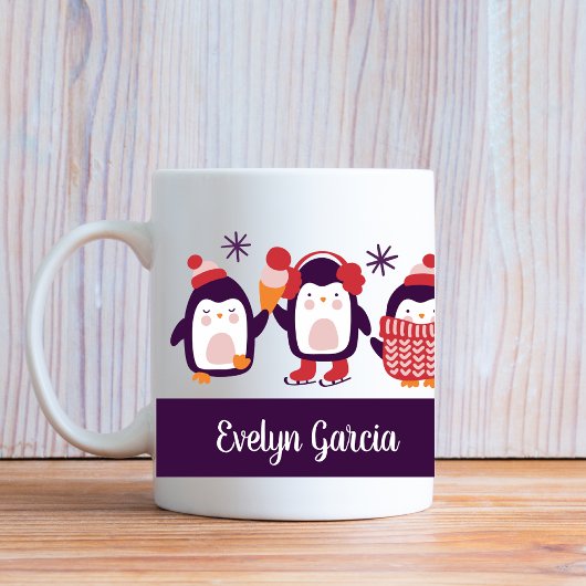 Feestelijke Penguin Custom Name Holiday Gift Kerst Koffiemok