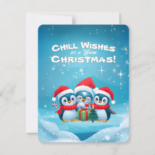 Feestelijke Penguin Schattigee Kerstscène Feestdagenkaart