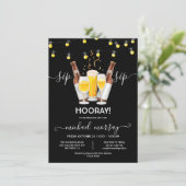 Feestelijke Pensioenborrel met Bier en Wijn Proost Kaart (Staand voorkant)