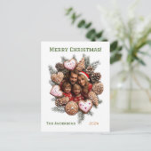 Feestelijke peperkoek foto gepersonaliseerde kerst feestdagenkaart (Staand voorkant)