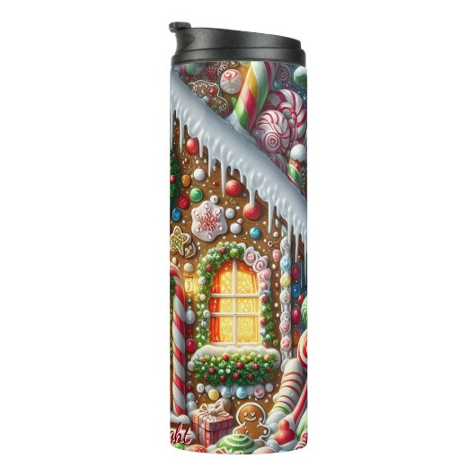 Feestelijke peperkoek huis overdekte Snoepjes Thermosbeker (Geroteerd rechts)