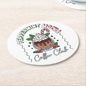 Feestelijke Pepermunt Mocha Koffie Cup Design Ronde Kartonnen Onderzetter (Gebogen)