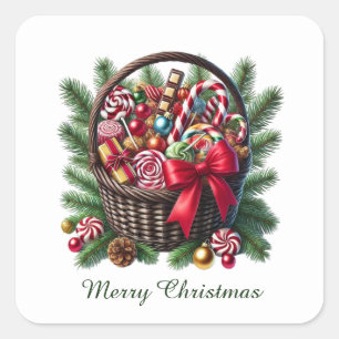 Feestelijke pepermunt snoep Vrolijk kerstfeest Vierkante Sticker