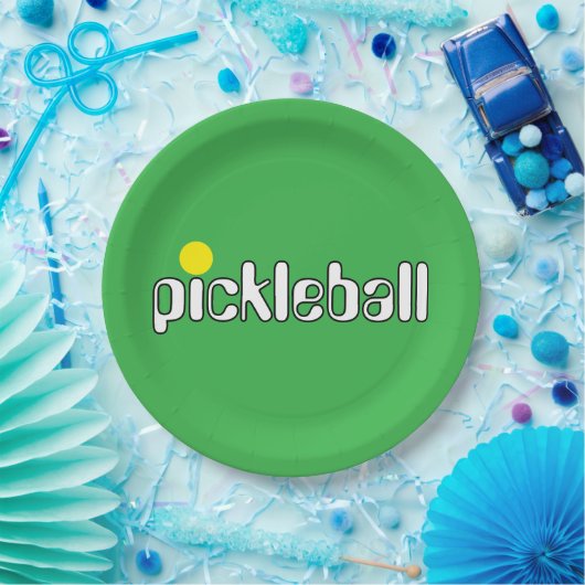 Feestelijke PICKLEBALL tekst Heldergroene achtergr Papieren Bordje (Feest)