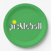 Feestelijke PICKLEBALL tekst Heldergroene achtergr Papieren Bordje (Voorkant)