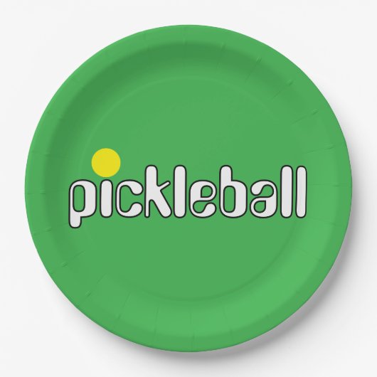 Feestelijke PICKLEBALL tekst Heldergroene achtergr Papieren Bordje (Voorkant)
