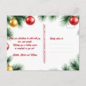 Feestelijke Pine Branches en Ballen Foto Kerstmis Feestdagenkaart (Achterkant)