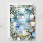 Feestelijke Pine en Ornamenten Kerstviering Kaart (Voorkant)