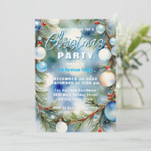 Feestelijke Pine en Ornamenten Kerstviering Kaart (Staand voorkant)