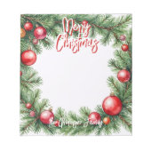 Feestelijke Pine Garland Kerstgroeten Notitieblok (Voorkant)