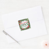 Feestelijke Pine Garland Kerstgroeten Vierkante Sticker (Envelop)