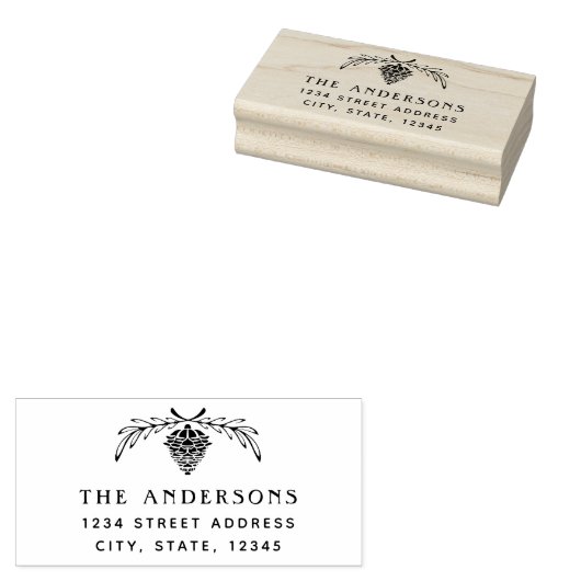 Feestelijke Pinecone familienaam Retouradres Rubberstempel (Gestempeld)