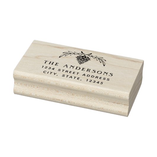 Feestelijke Pinecone familienaam Retouradres Rubberstempel (Stempel)