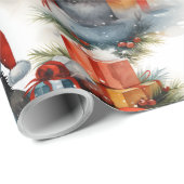 Feestelijke pinguïn kerstinpakpapier cadeaupapier (Rol Hoek)