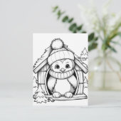 Feestelijke pinguïn kinder kleur briefkaart (Staand voorkant)