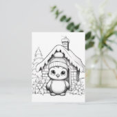 Feestelijke pinguïn kinder kleurstof Briefkaart (Staand voorkant)