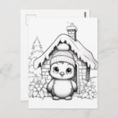 Feestelijke pinguïn kinder kleurstof Briefkaart (Voorkant / Achterkant)