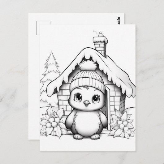 Feestelijke pinguïn kinder kleurstof Briefkaart (Voorkant / Achterkant)