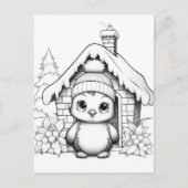 Feestelijke pinguïn kinder kleurstof Briefkaart (Voorkant)