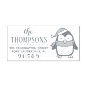 Feestelijke Pinguïn Modern Kerstmis Retouradres Zelfinktende Stempel (Design)