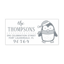 Feestelijke Pinguïn Modern Kerstmis Retouradres Zelfinktende Stempel