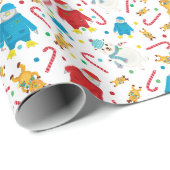 Feestelijke Pinguïn Rendier Snowman Design Cadeaupapier (Rol Hoek)