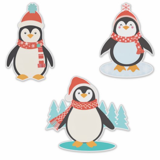 Feestelijke Pinguïn Stickers (Voorkant)