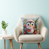 Feestelijke pinguïn versierd met kerstornamenten kussen (Stoel)