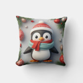 Feestelijke pinguïn versierd met vakantie Ornament Kussen (Voorkant)