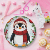 Feestelijke pinguïn versierd met vakantie Ornament Papieren Bordje (Feest)