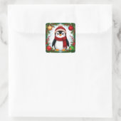 Feestelijke pinguïn versierd met vakantie Ornament Vierkante Sticker (Tas)
